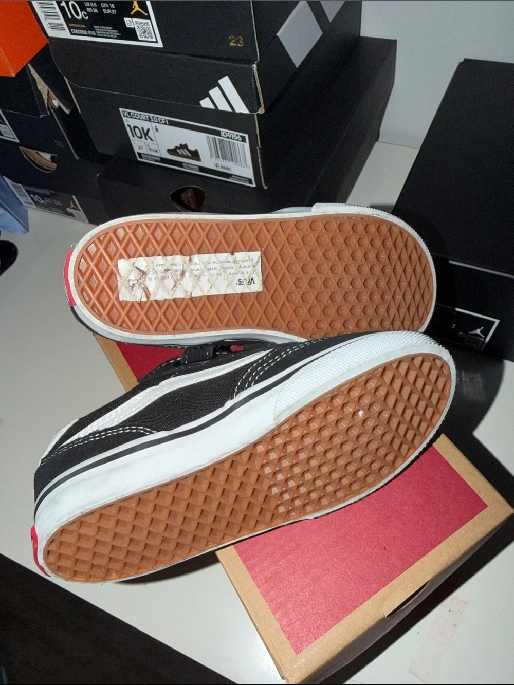 Vans Kids Black and White Velcro Canvas Sneakers